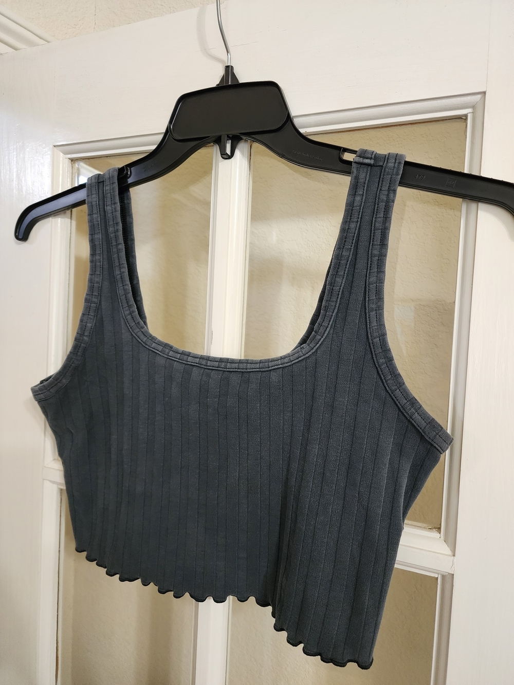 OFFLINE by Aerie Ribbed Crop Tank Top Gray Cotton Stretch Small - Picture 2 of 9